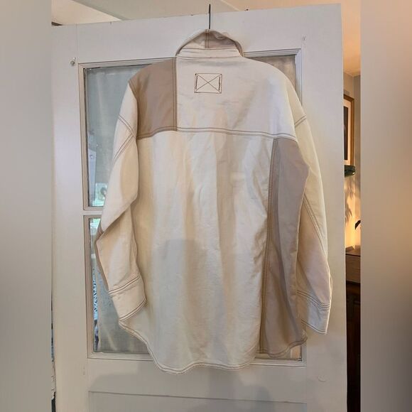 Free People We the Free Ivory Mountain Roads Denim Shirt NWOT - Picture 12 of 12